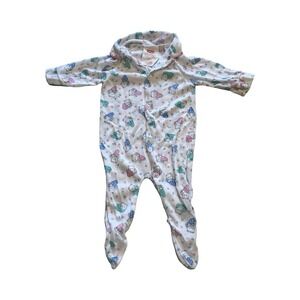 Vintage Playskool 1995 Hasbro White Terry Cloth Footie Pajamas Sleeper Snap 0-3m